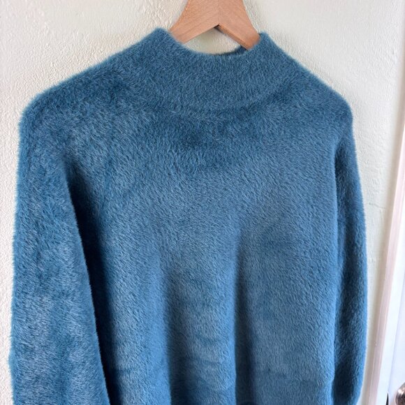 Bailey/44 Sweater Plush Fuzzy Mock‑Neck Dolman Teal Size Medium - Picture 2 of 7